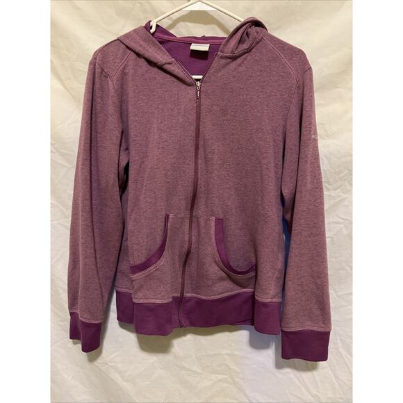 Columbia Womens Large Heathered Two Toned Purple Full Zip Up Hoodie Sweatshirt - Picture 1 of 13